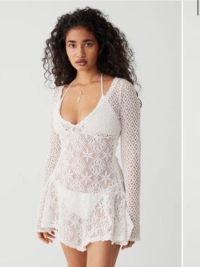 Frankie's Bikinis Ivory Crochet Lace Chemise